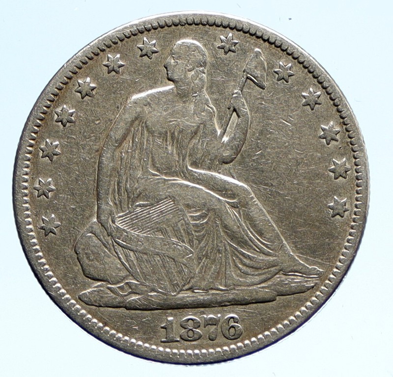1876 P UNITED STATES US Silver SEATED LIBERTY Half Dollar