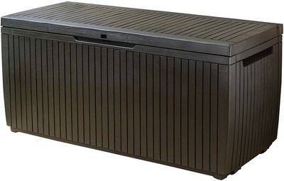 80 Gal Resin Outdoor Storage Bench Box Patio Furniture Cushions Pool Toys Garden
