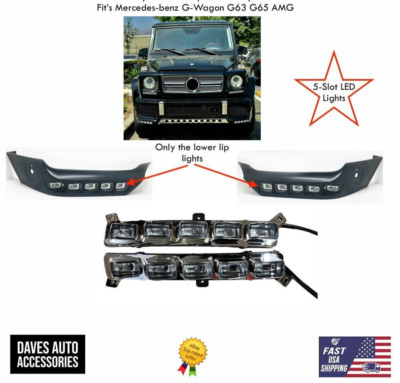 Aftermarket Brabus Replacement 5-Slot Lower Lip 5 LED Lights G-Wagon G63 G65 AMG