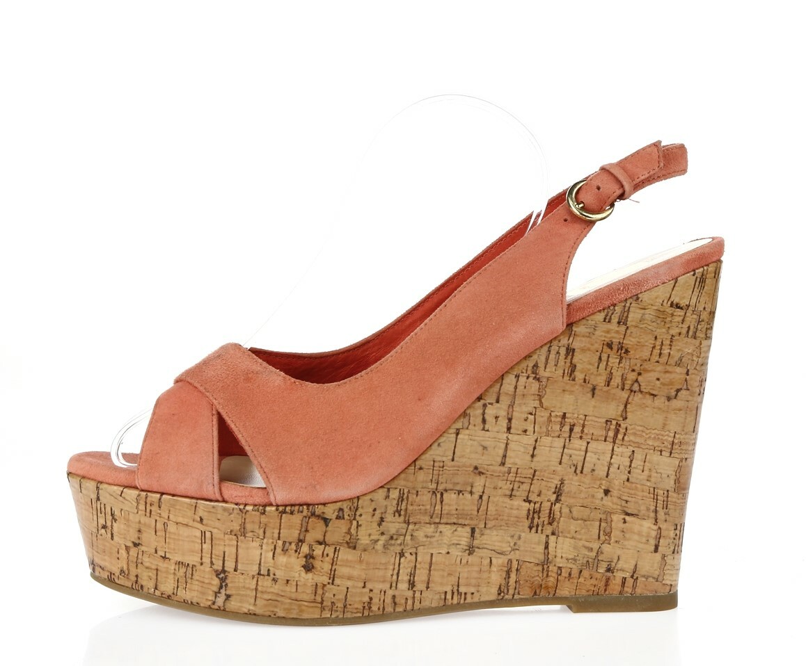 Womens Dolce Vita Coral Suede Slingback Wedges Sandal Buckle Closure Size 10 New