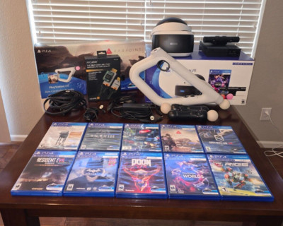 Sony PlayStation VR PSVR Headset Bundle - W/ Boxes, 10 Games & Aim Controller!