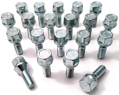 alloy wheel bolts nuts lugs M12 x 1.25, 19mm Hex, 28mm thread, taper seat x 20