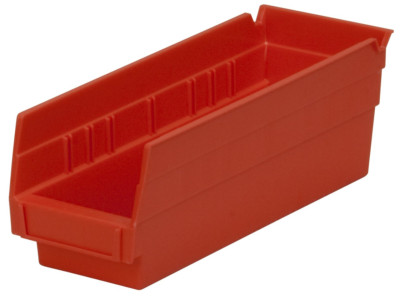 Akro-Mils 30120 Plastic Nesting Shelf Bin Box, (12-Inch x 4-Inch x 4-Inch), Red