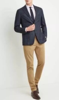 Savoy Taylors Guild Tailored Fit Blue Scratch Windowpane Jacket 40R mans coat