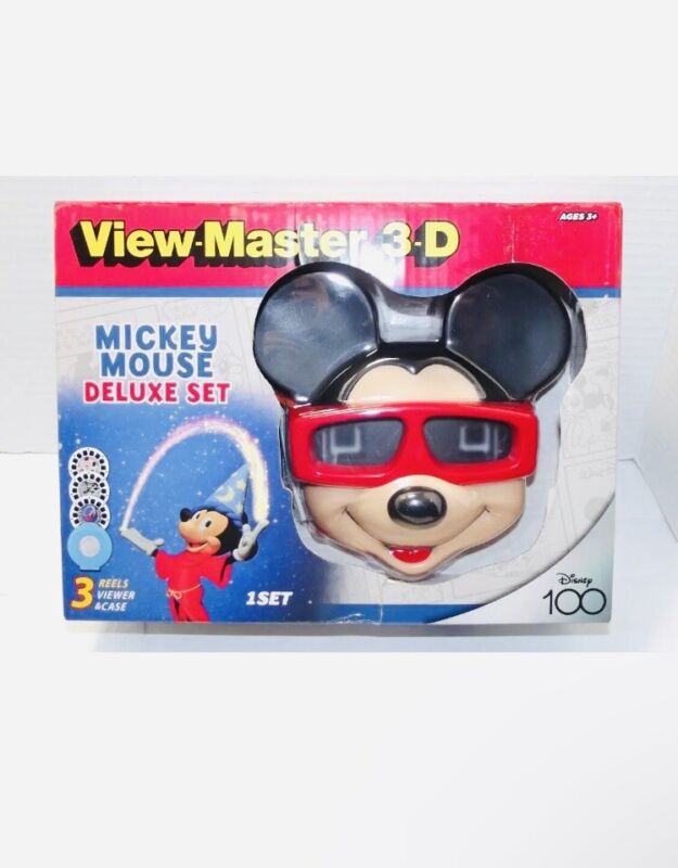 NEW  Disney 100 View Master 3D ~ Mickey MOUSE Deluxe Set w/ 3 REELS & Case