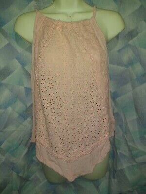 *Woman's Peach Hint Of Mint Sexy Lace Stitched Flowers Top Sleeveless Size XL