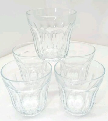 Set Of 5 Palaks 10 Panel Clear Glass Tumblers Glasses French Bistro Style 3.5''