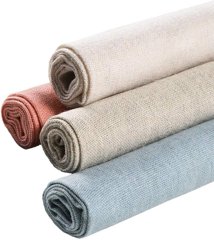 Needlework Fabric, 4Pcs 4 Colors Natural Linen Fabric Solid Colored Embroidery