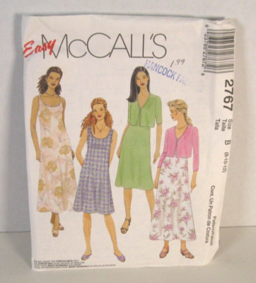 Easy McCall's 2767 Dress (2 Lengths) & Unlined Jacket Pattern Misses' 8-12 Uncut
