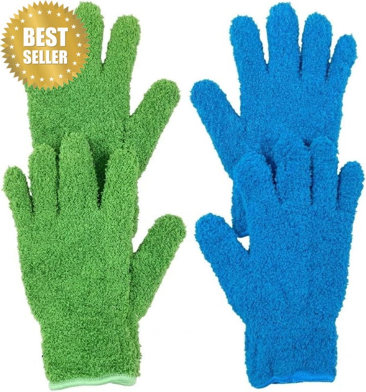 2 Pair  Microfiber Cleaning Gloves, Plant Dusting & Household Use