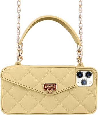 For iPhone 16 Pro Max 16+ Crossbody Wallet Handbag Purse Chain Strap Case Cover