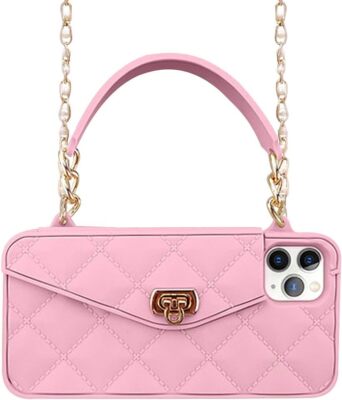 For iPhone 16 Pro Max 16+ Crossbody Wallet Handbag Purse Chain Strap Case Cover