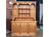 Large Solid Pine Farmhouse Dresser With Shelves Drawers And Cupboards