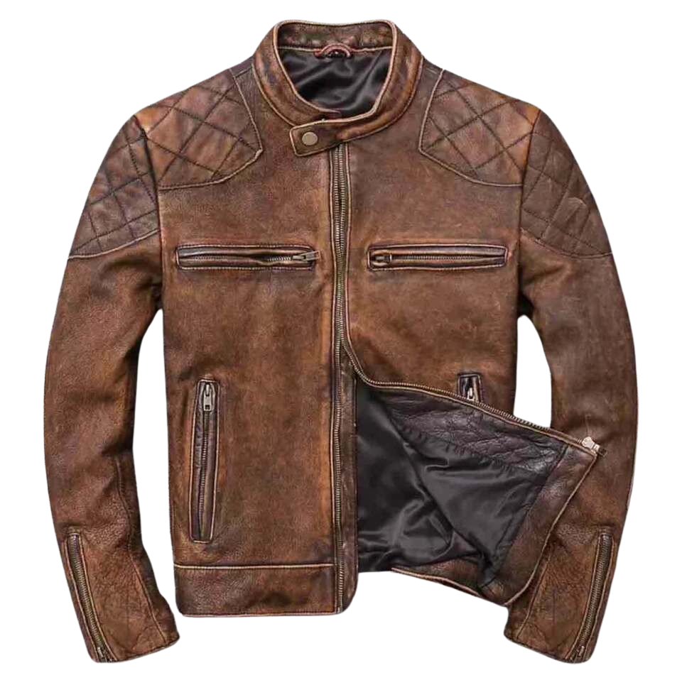 Men's Biker Cafe Racer Vintage Motorcycle Distressed Tan Brown Leather Jacket | eBay Men's Biker Cafe Racer Vintage Motorcycle Distressed Tan Brown Leather Jacket | eBay