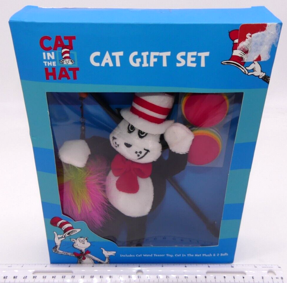 Cat In The Hat Cat Gift Set Pet Toy Wand Plush Ball