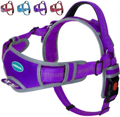 ThinkPet No-Pull Dog Harness Breathable Escape-Proof Reflective Purple XL