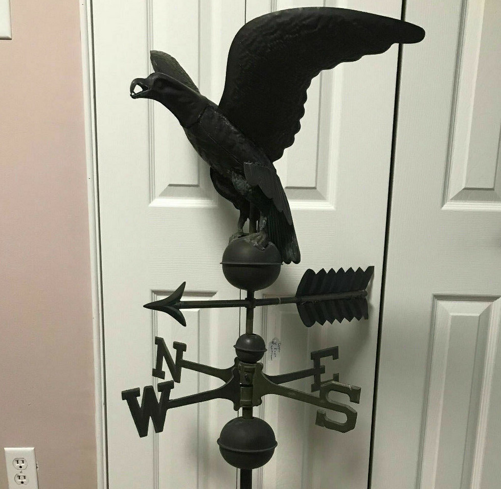 Antique Molded Copper Weathervane Eagle Vintage Hawk Weather Vane