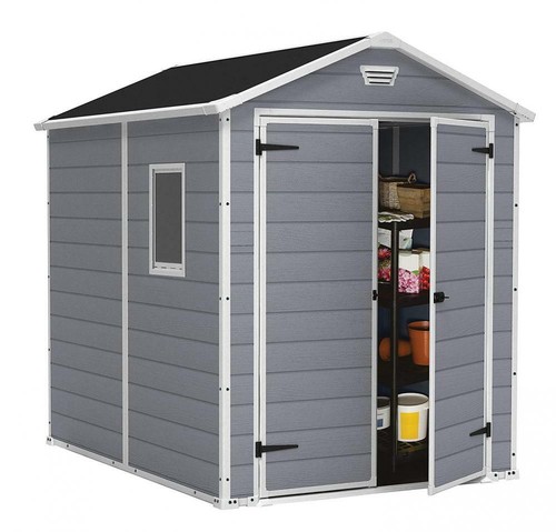Keter Manor Large 6 x 8 ft. Resin Outdoor Backyard Garden Storage Shed