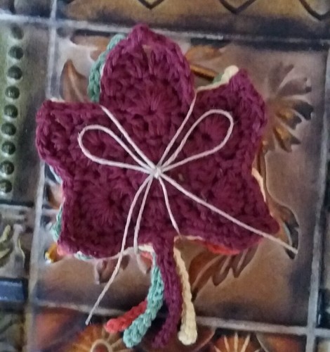 Hand Crocheted Coaster Set (4) Fall Leaves