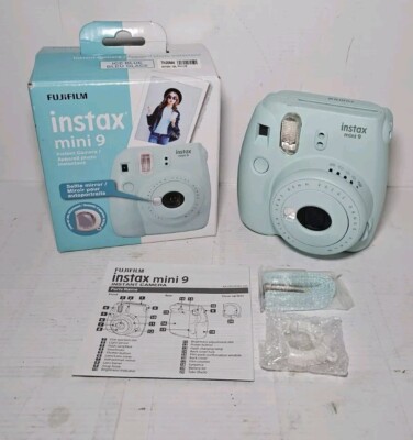 FUJIFILM Instax Mini 9 Ice Blue Instant Film Camera, Open Box New