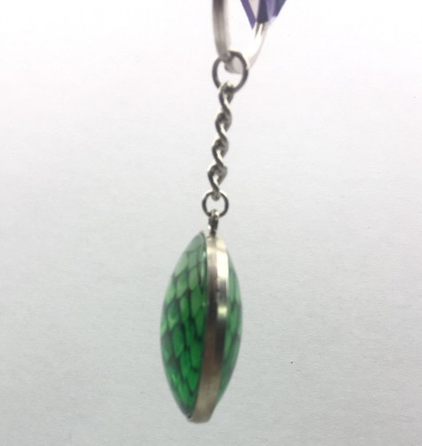 Green Mythical Mermaid/Dragon/Monster/Fish Scale Glass Round Keychain NWT
