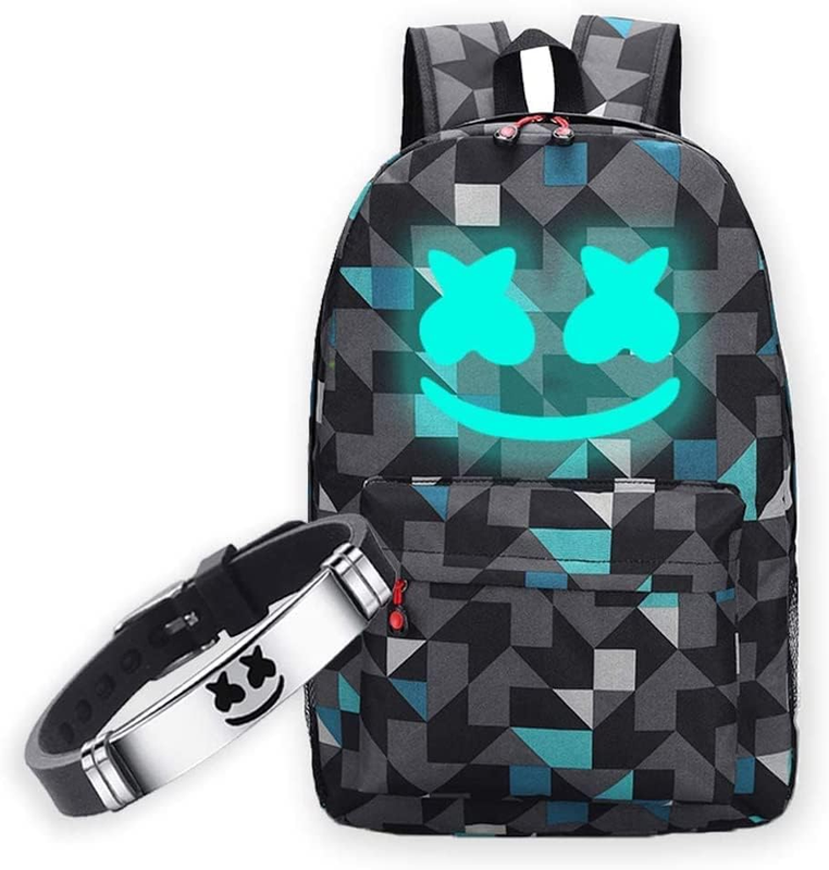 Smile Luminous Backpack DJ Music Bracelet for Kids , Fashion Laptop Backpack
