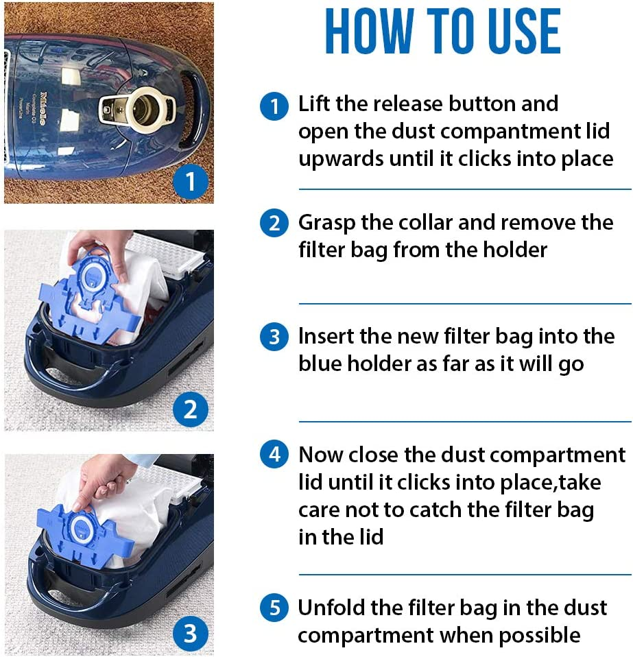 15Pcs Vacuum Cleaner AirClean 3D Efficiency Dust Bags Replace Miele for Miele GN