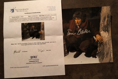 Tom Baker Hand Signed Autograph 8x10 Photo Doctor Who