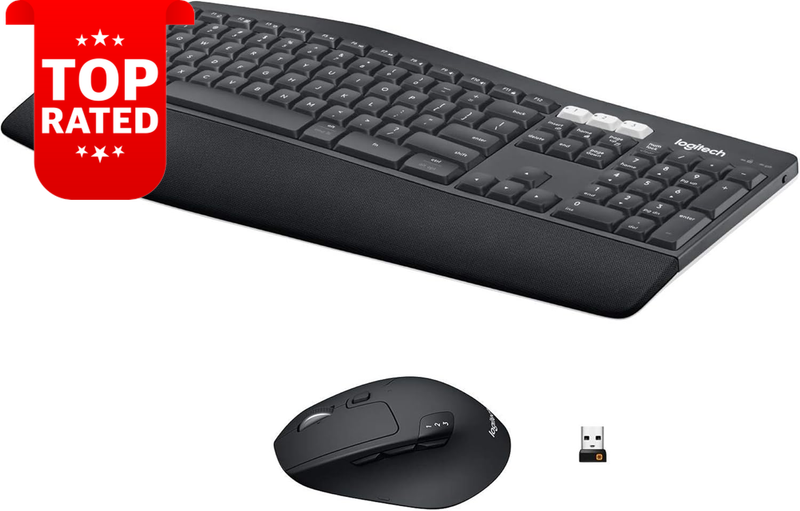 MK850 Wireless Keyboard Mouse Combo Ergonomic Design Black Performance