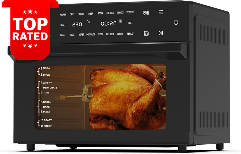 30L Digital Air Fryer Oven Multi-Function with Rotisserie Fork Handle Rack Set