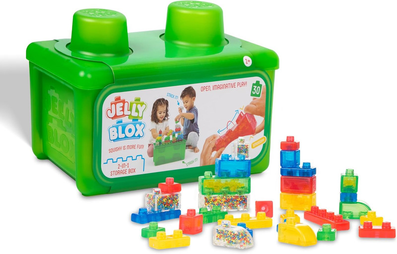 Jelly Blox Stash 'N Stack 2-in-1 Storage Case Including 30