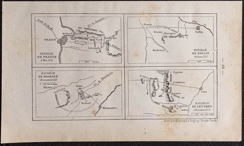 1886 - Bataille De Prague, De Kollin, De Rosbach, De Leuthen - Gravure Ancienne