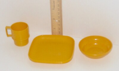 VTG Tupperware Mini Serve It Yellow Plate,Cup & Bowl Kids Toy Replacement Pieces
