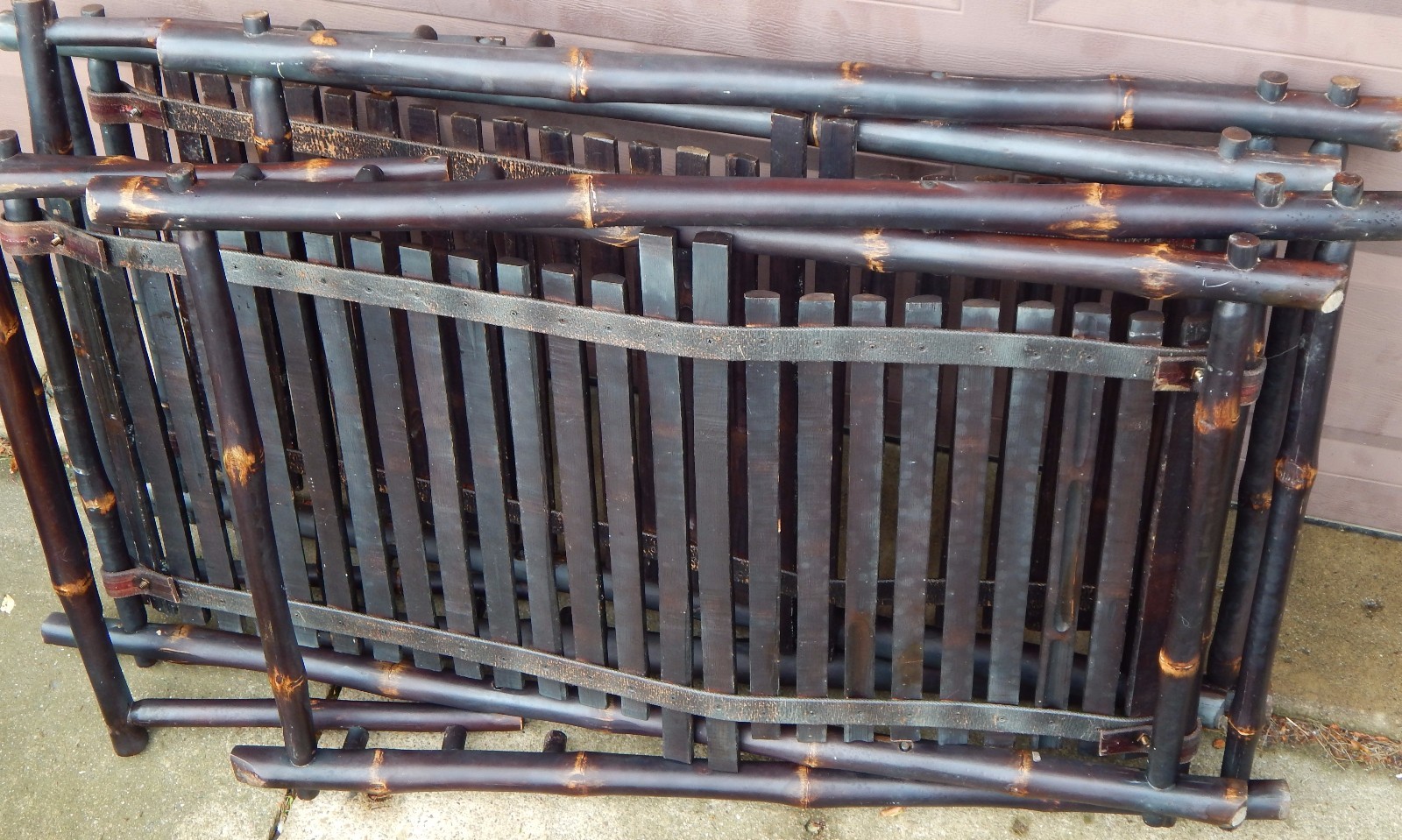 Japanese Bamboo Folding Sun Lounger Zero Gravity Deck Chairs w/ Slats Mocha Pair