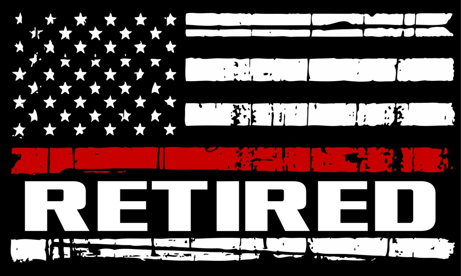 Firefighter Decal RETIRED Distressed Red Line Flag Exterior Decal in Reflective