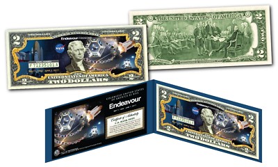 Space Shuttle ENDEAVOUR Missions Genuine Legal Tender U.S. $2 Bill NASA