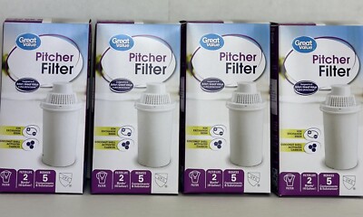 Great Value Universal Pitcher Filter Replacement Cartridges 4 Pack  Brand New