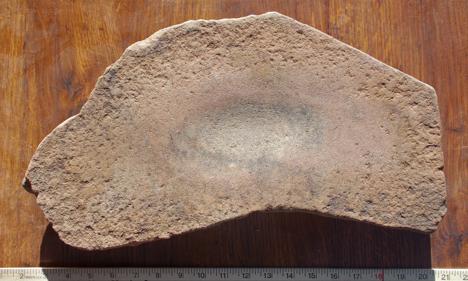 Rare Anasazi harvest-camp metate.  Upper Pecos Valley, NM, USA.