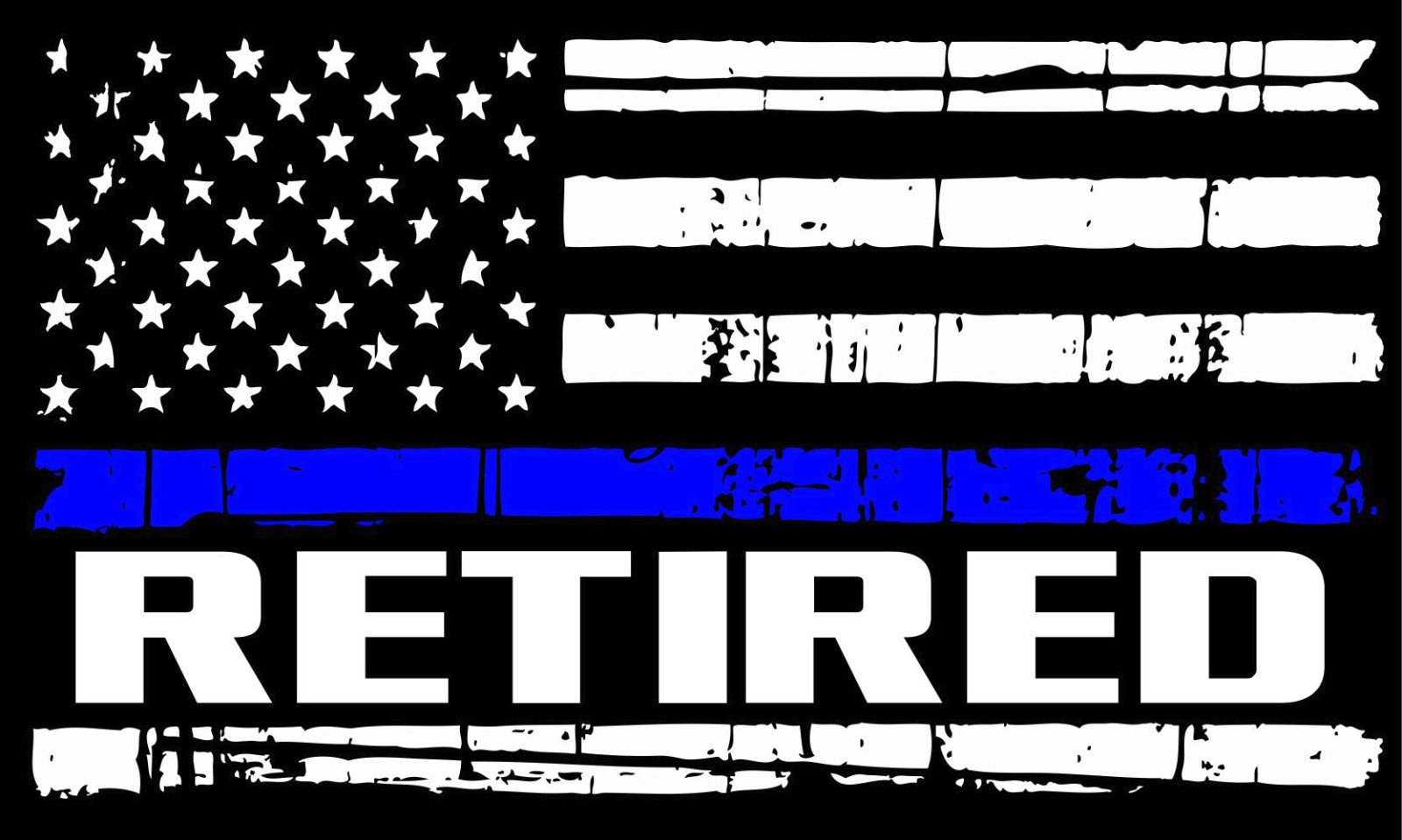 Thin Blue Line RETIRED Distressed Flag Exterior Window Decal REFLECTIVE
