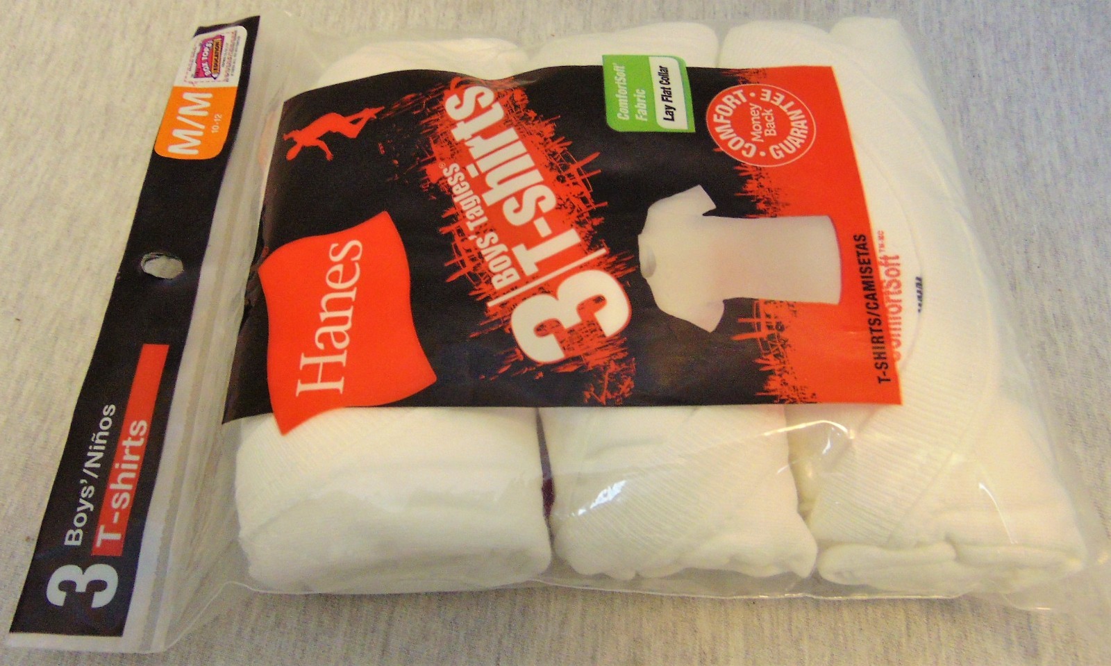 Boy's NWT Set of 3 Hanes Boys' Tagless T-Shirt Short Sleeve White Size M