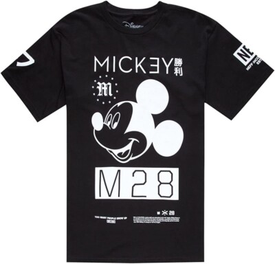 Neff Men's M28 X Disney Colab Mickey Mouse Crew Neck T-Shirt Tee Black Medium