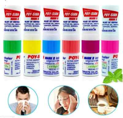 6 PCS POY-SIAN MARK II THAI NATURAL HERB NASAL INHALER REDUCE DIZZINESS MENTHOL