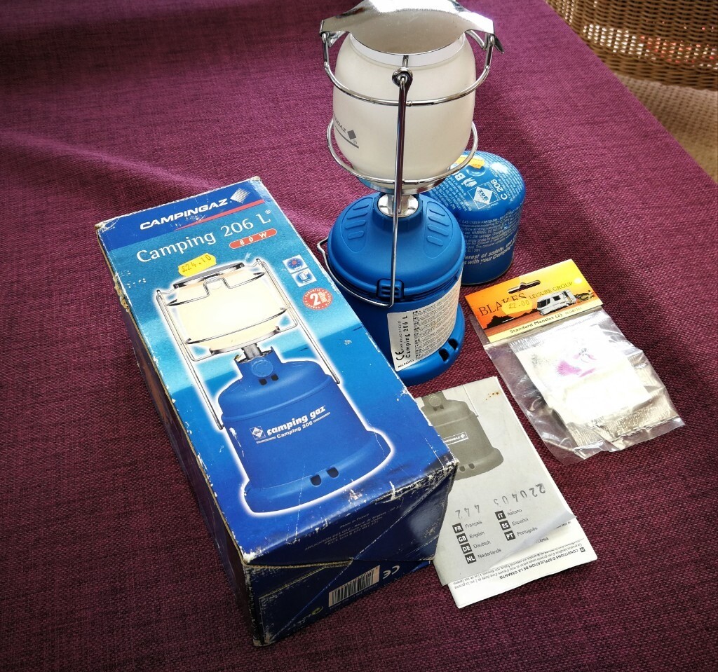 CAMPINGAZ 206L LAMP LANTERN + NEW GAS CANISTER + PACK OF MANTLES in
