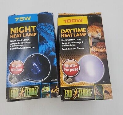 EXO TERRA Night Heat Lamp 75 WATT Day Heat Lamp 100 Watt