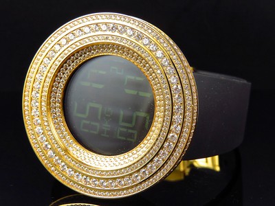 Pre-owned Jojino Xl Men /joe Rodeo 53mm Custom Simulated Diamond Watch In Yellow Gold Steel