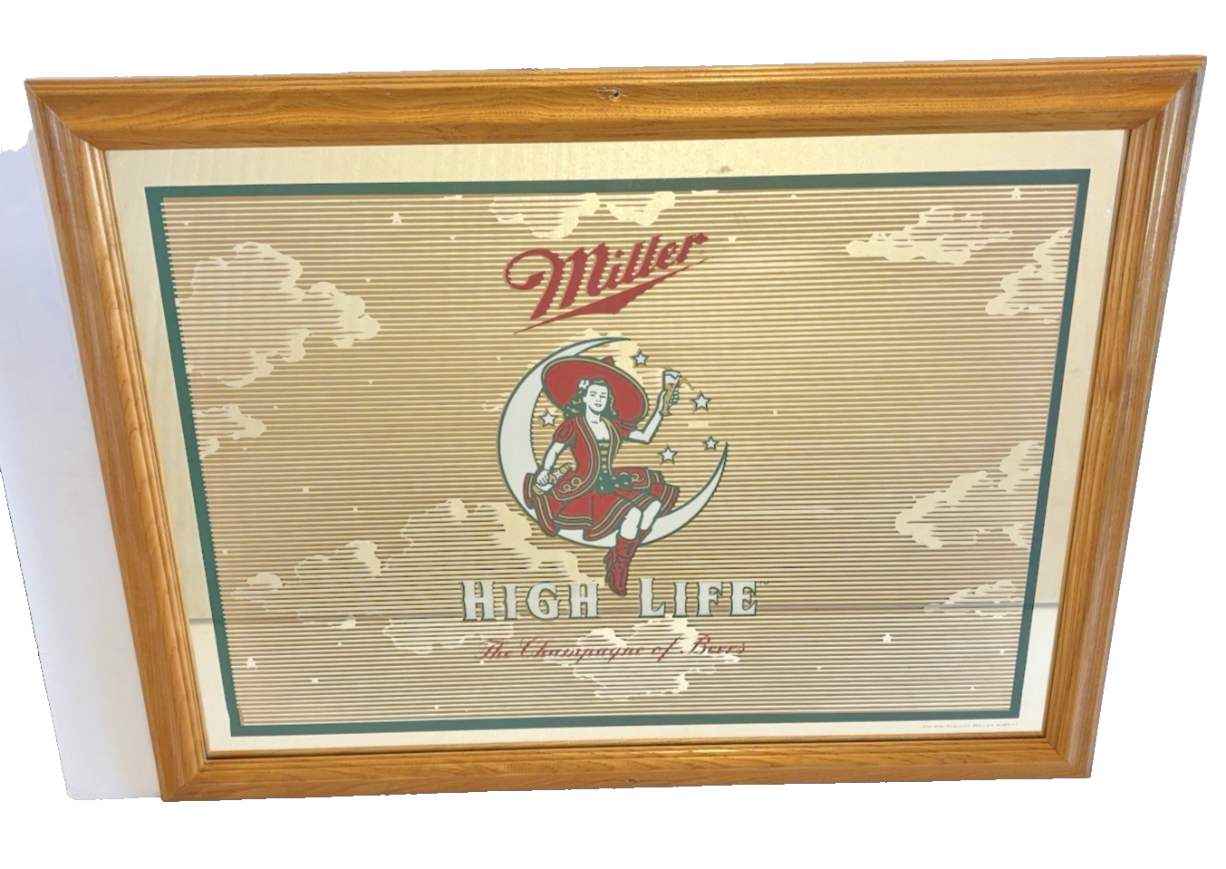 Vintage Miller High Life Mirror Girl on the Moon Witch Beer