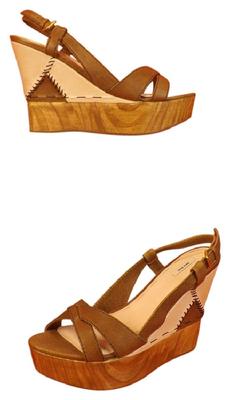 Pre-owned Miu Miu 5z6936 Brown Texture Leather Wooden Stitched Platform Sandals 39.5