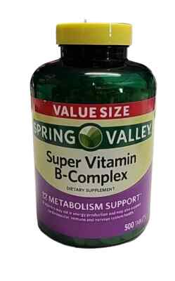 Spring Valley Super Vitamin B-Complex Tablets Dietary Supplement 500Ct Exp 05/26