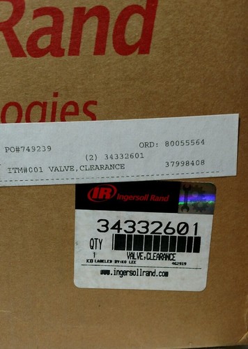 Ingersoll Rand Air Compressor Clearance Valve 34332601  NEW