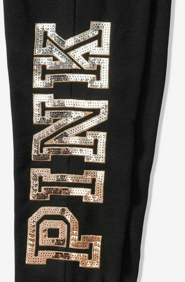 Pre-owned Victoria's Secret Pink Bling Campus Tee Shirt + Jogger Set Ombre Rose Gold L